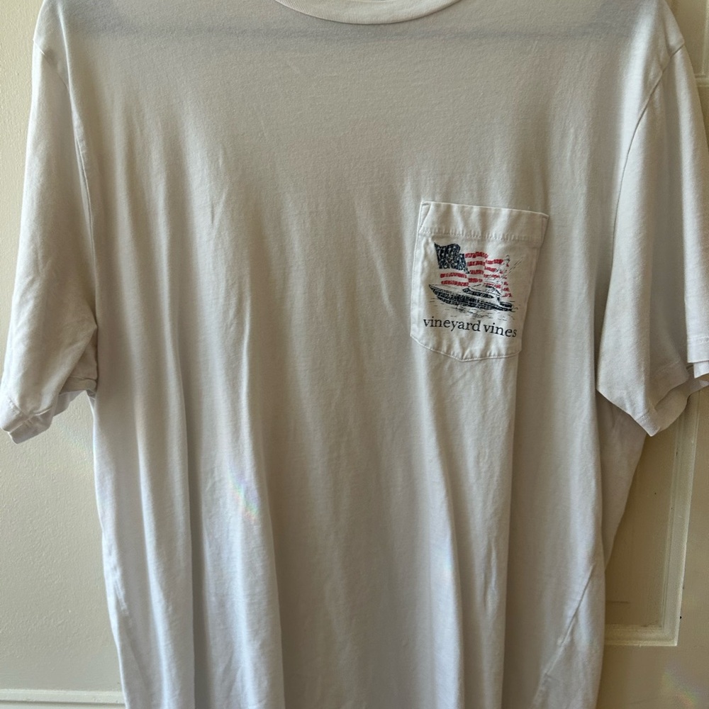 Vineyard Vines White Tee with Flag Pocket